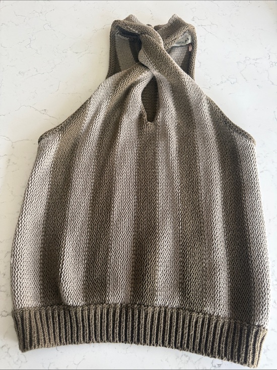 NICHOLAS Sweaters - NICHOLAS Taupe Knit Twist Halter Top